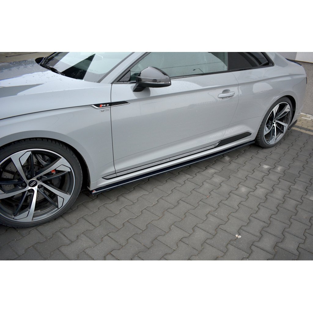 Maxton Design difuzory pod boční prahy pro Audi RS5 F5, černý lesklý plast ABS, Coupe
