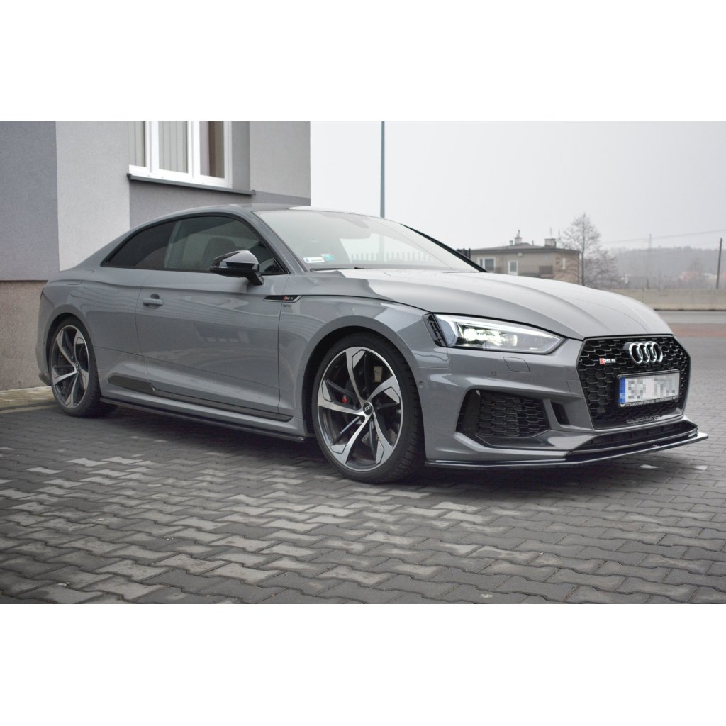Maxton Design difuzory pod boční prahy pro Audi RS5 F5, černý lesklý plast ABS, Coupe