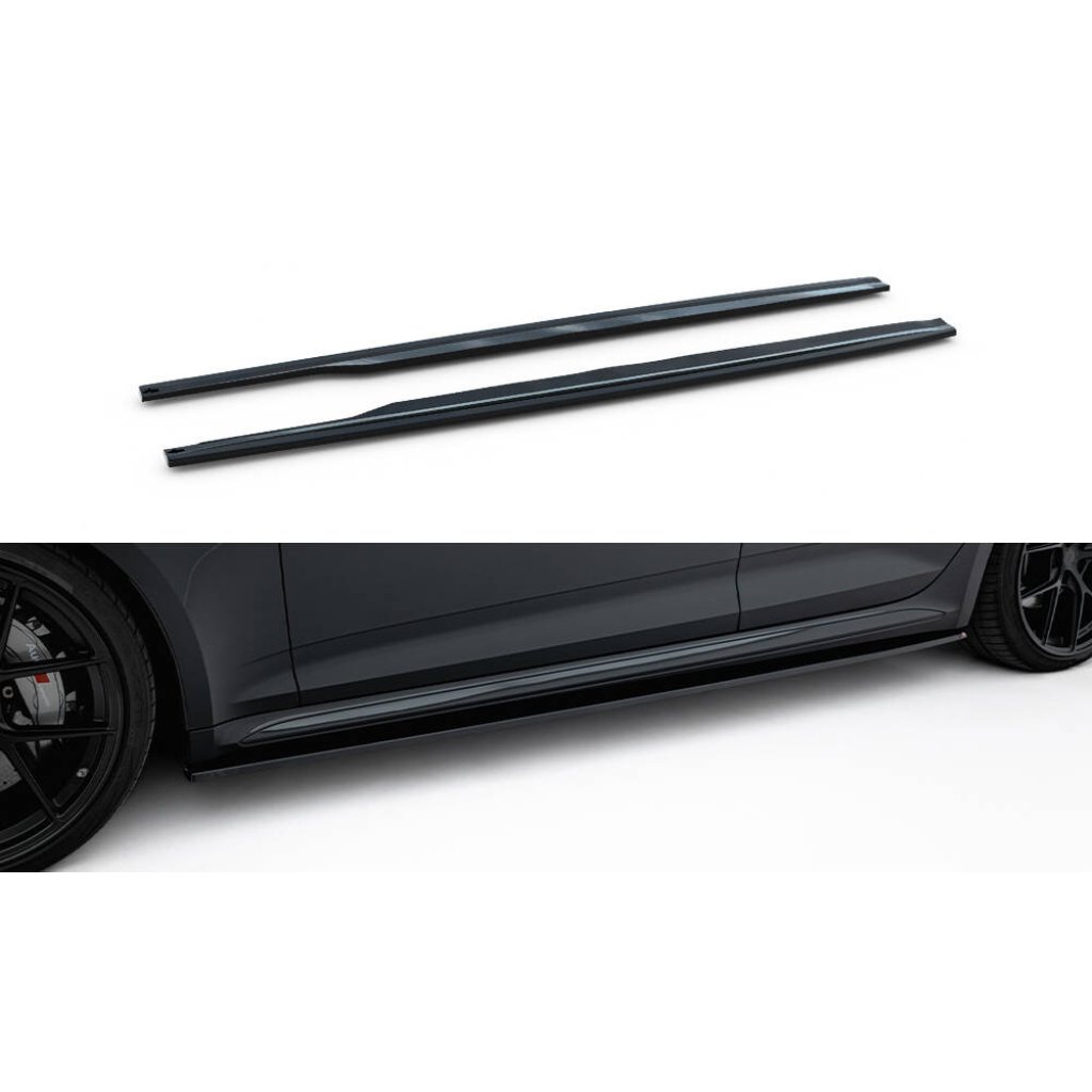 Maxton Design difuzory pod boční prahy pro Audi RS5 F5, černý lesklý plast ABS, Sportback