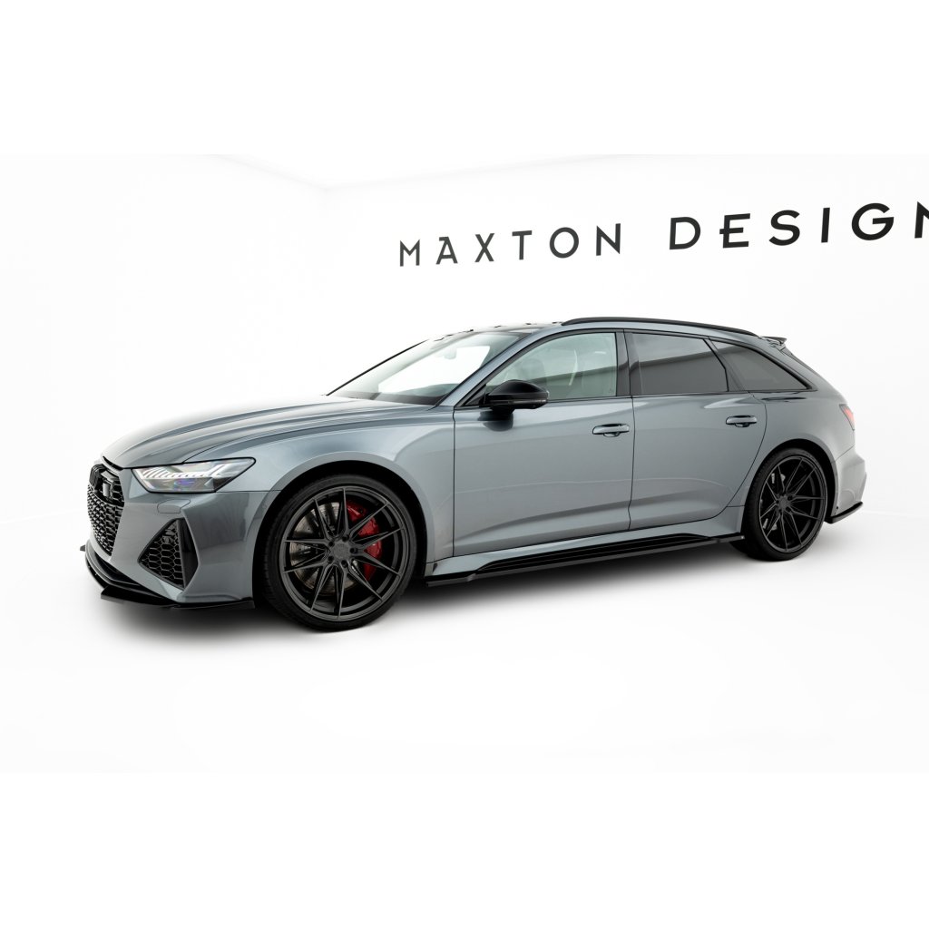 Maxton Design difuzory pod boční prahy pro Audi RS6 C8, černý lesklý plast ABS