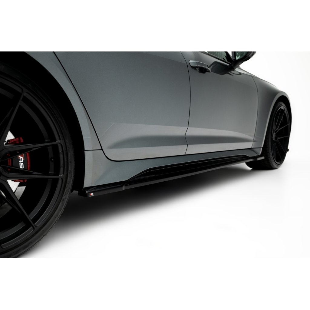 Maxton Design difuzory pod boční prahy pro Audi RS7 C8, černý lesklý plast ABS