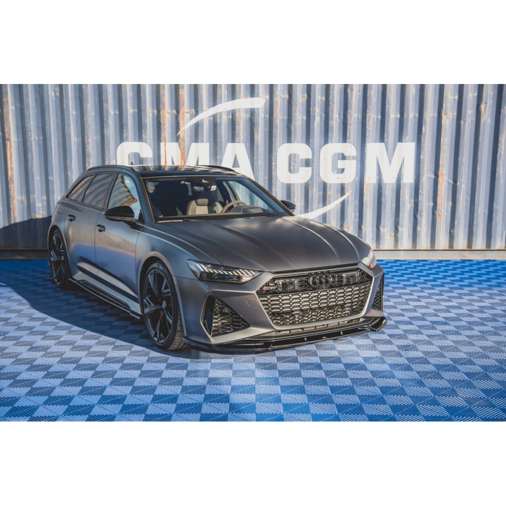 Maxton Design difuzory pod boční prahy pro Audi RS7 C8, černý lesklý plast ABS