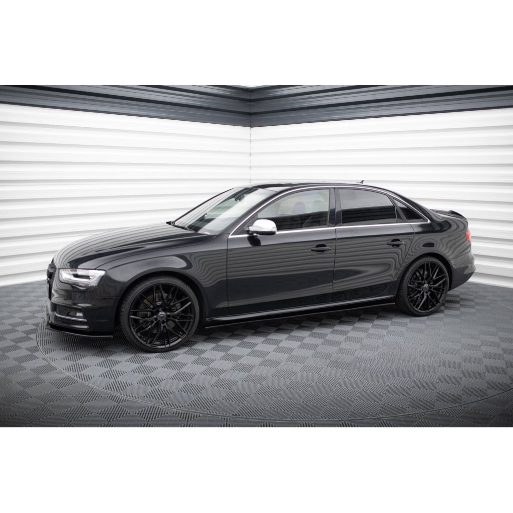 Maxton Design difuzory pod boční prahy pro Audi S4 B8, černý lesklý plast ABS, vč. faceliftu