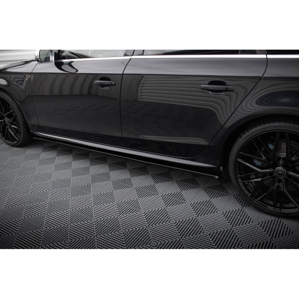 Maxton Design difuzory pod boční prahy pro Audi S4 B8, černý lesklý plast ABS, vč. faceliftu