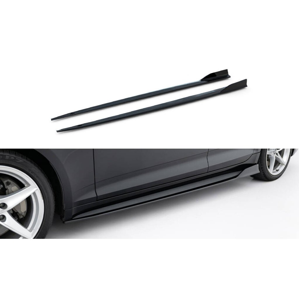 Maxton Design difuzory pod boční prahy pro Audi S5 F5, černý lesklý plast ABS, Sportback