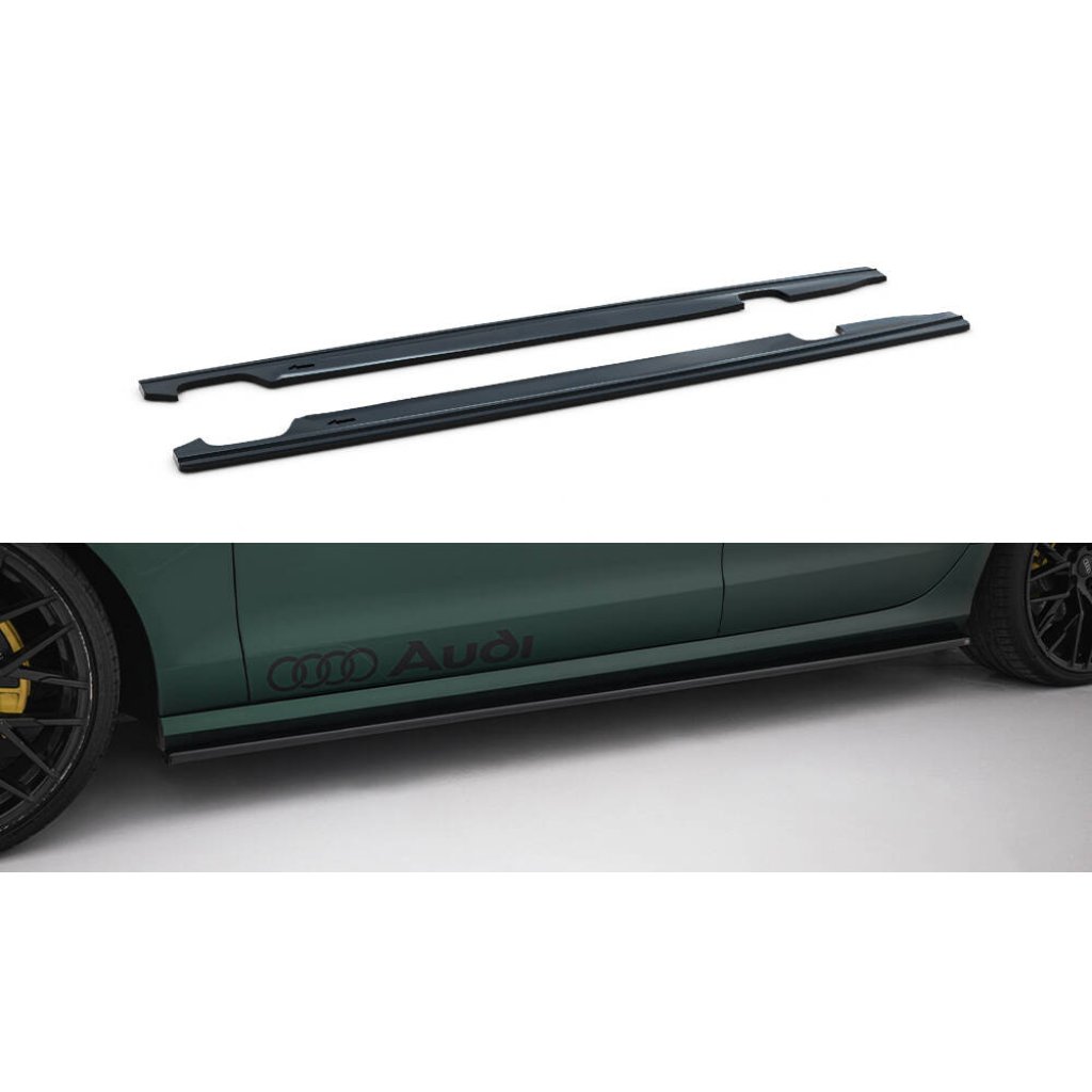 Maxton Design difuzory pod boční prahy pro Audi S6 C7, černý lesklý plast ABS