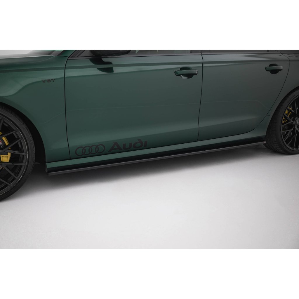 Maxton Design difuzory pod boční prahy pro Audi S6 C7, černý lesklý plast ABS