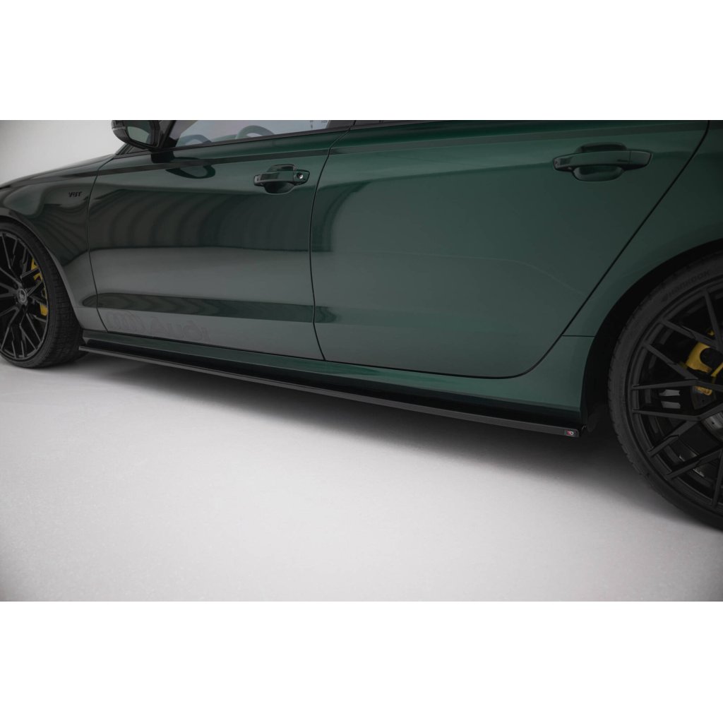 Maxton Design difuzory pod boční prahy pro Audi S6 C7, černý lesklý plast ABS