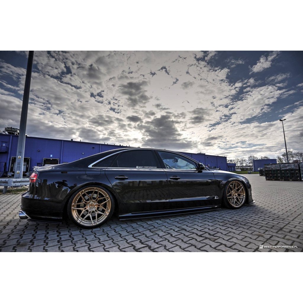 Maxton Design difuzory pod boční prahy pro Audi S8 D4 FL, černý lesklý plast ABS