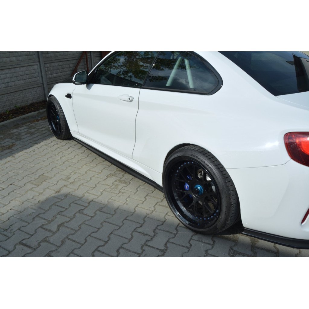 Maxton Design difuzory pod boční prahy pro BMW M2 F87, černý lesklý plast ABS