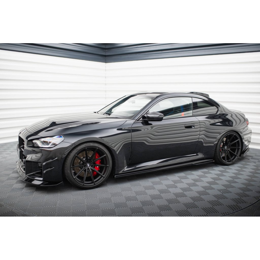 Maxton Design difuzory pod boční prahy pro BMW M2 G87, černý lesklý plast ABS