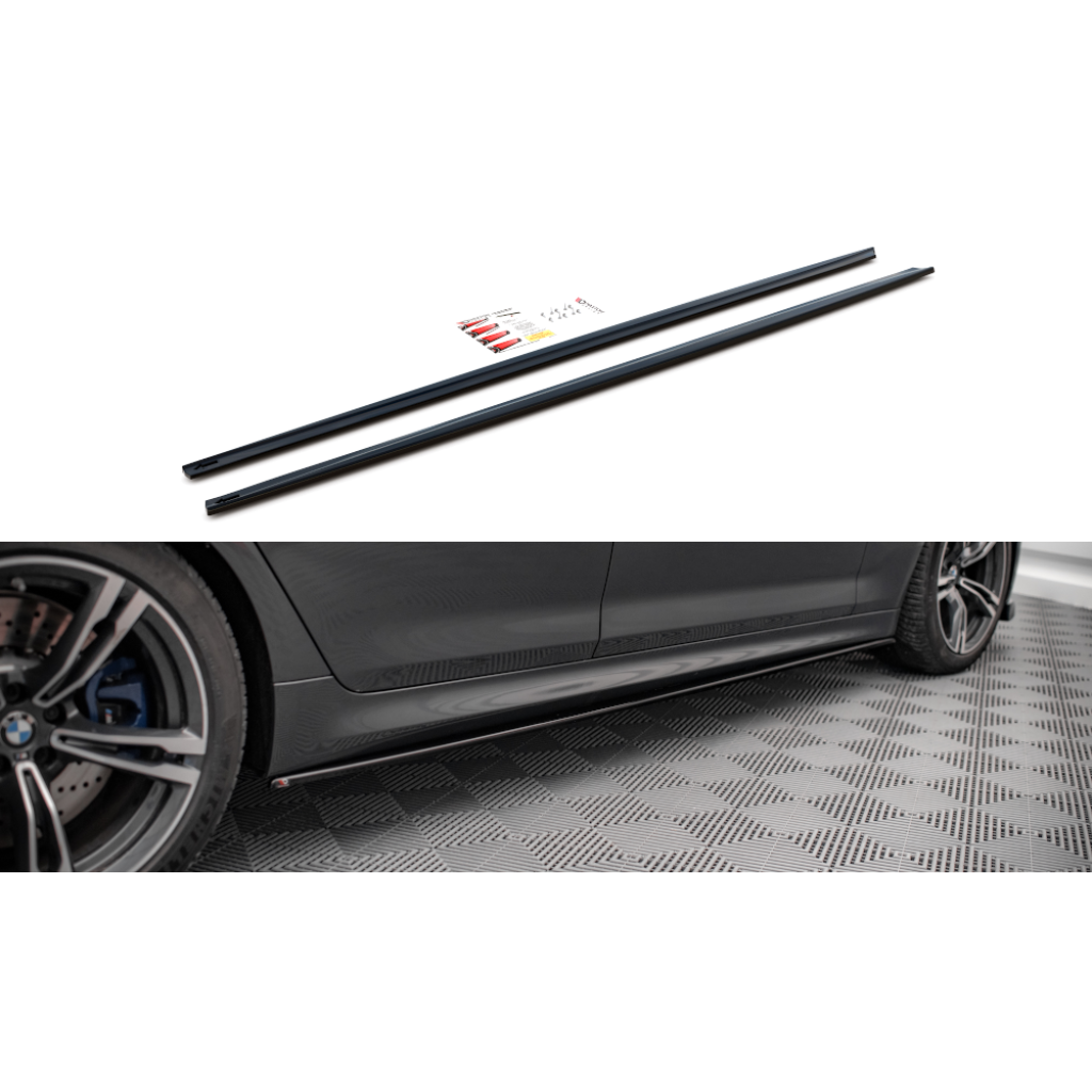 Maxton Design difuzory pod boční prahy pro BMW M5 F90, F90 Facelift, černý lesklý plast ABS