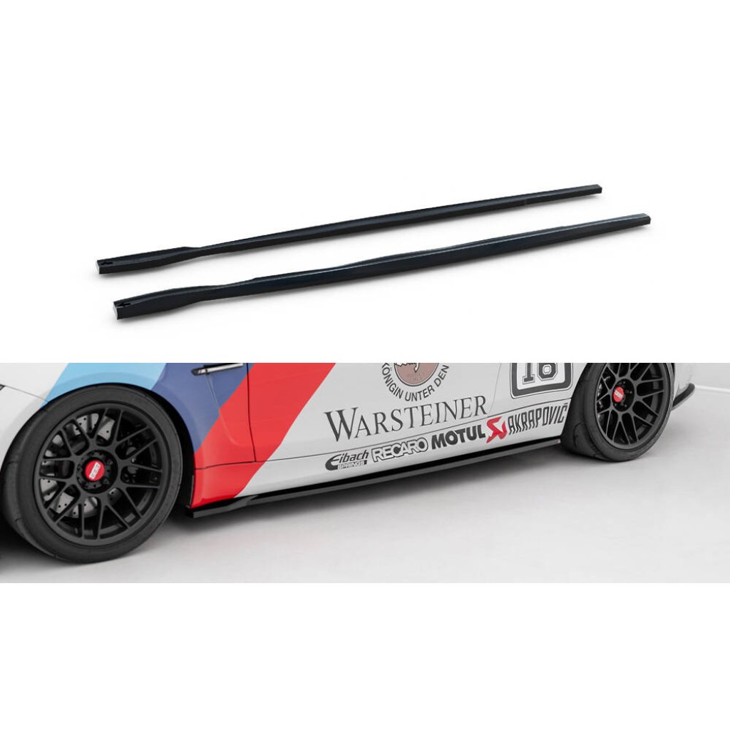 Maxton Design difuzory pod boční prahy pro BMW řada 1 E82, černý lesklý plast ABS, M Coupe