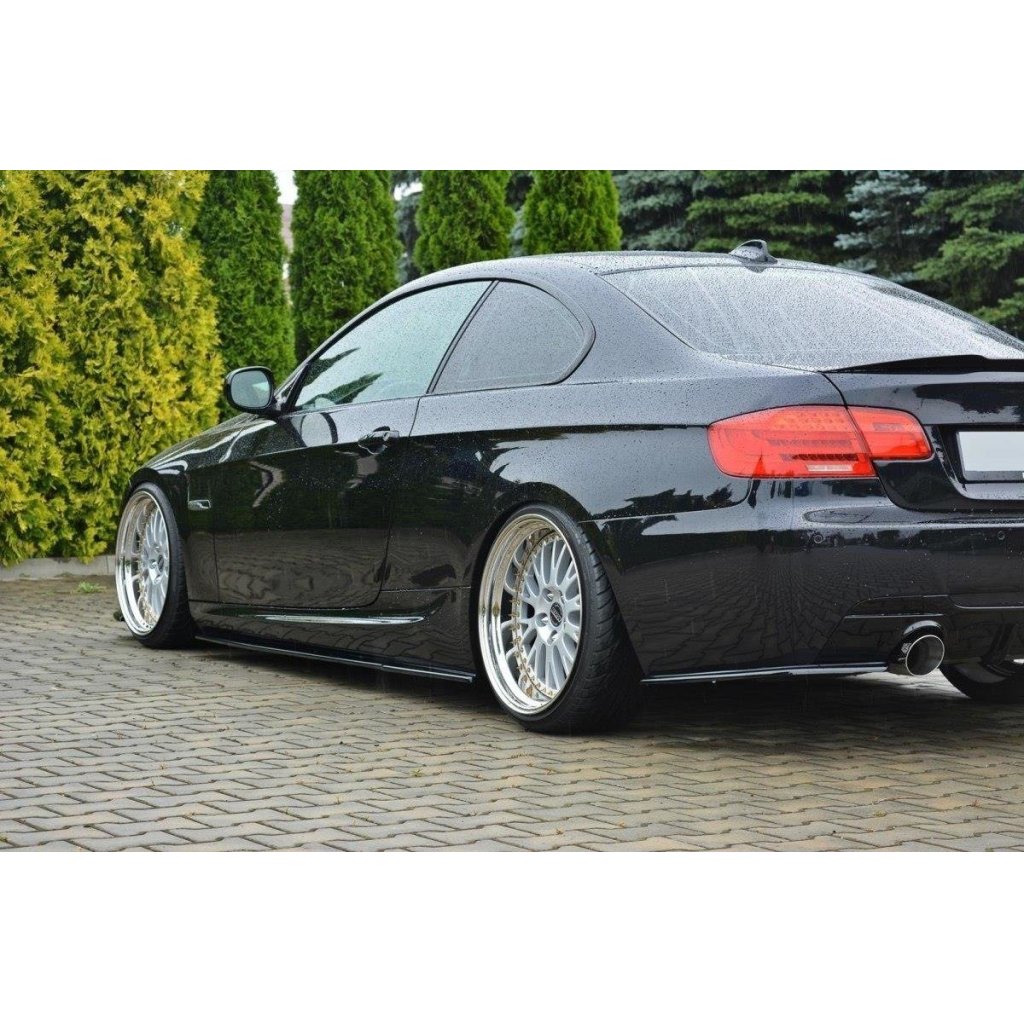 Maxton Design difuzory pod boční prahy pro BMW řada 3 E92 Facelift, černý lesklý plast ABS