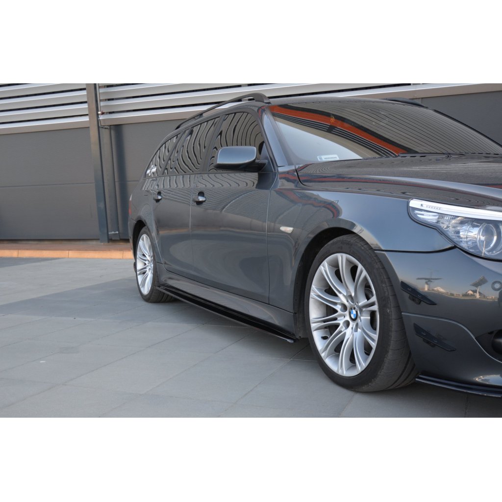 Maxton Design difuzory pod boční prahy pro BMW řada 5 E60, E61, černý lesklý plast ABS, M-Pack