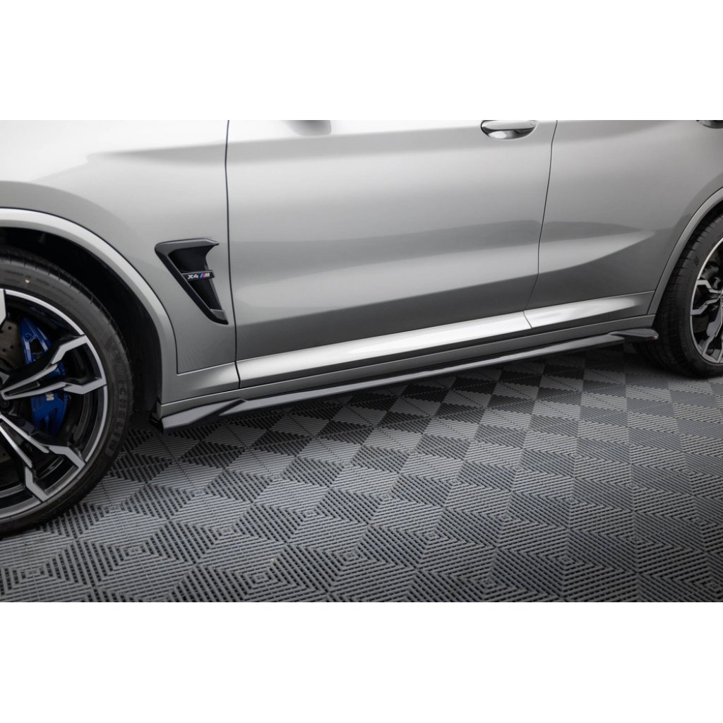 Maxton Design difuzory pod boční prahy pro BMW X4 M F98, černý lesklý plast ABS