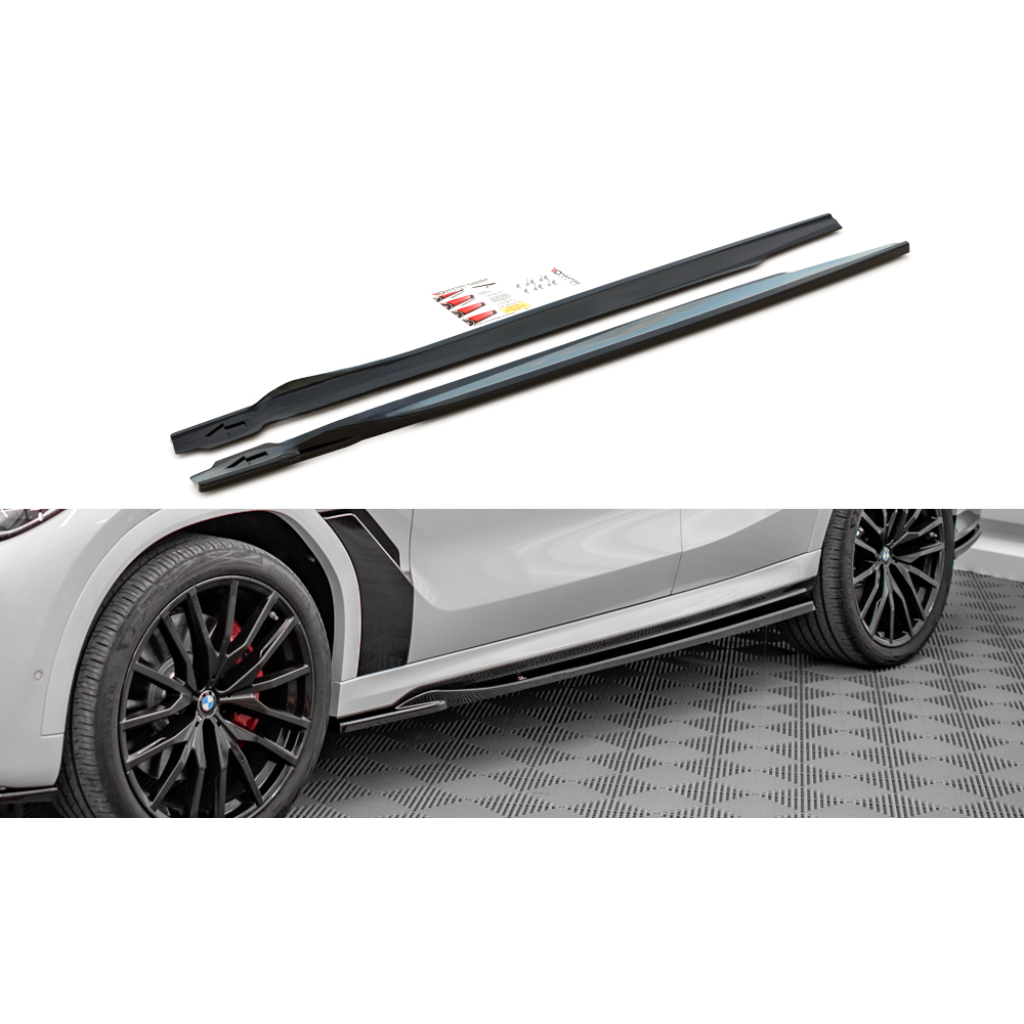 Maxton Design difuzory pod boční prahy pro BMW X6 G06 /M-Pack, černý lesklý plast ABS