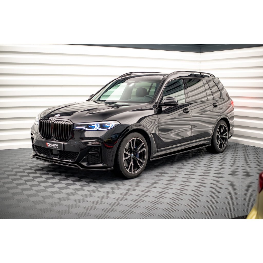 Maxton Design difuzory pod boční prahy pro BMW X7 G07, černý lesklý plast ABS