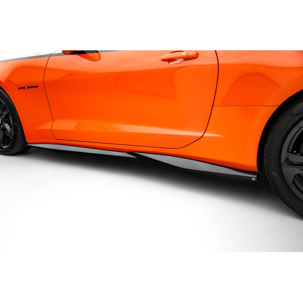 Maxton Design difuzory pod boční prahy pro Chevrolet Camaro SS Mk6 Facelift, černý lesklý plast ABS
