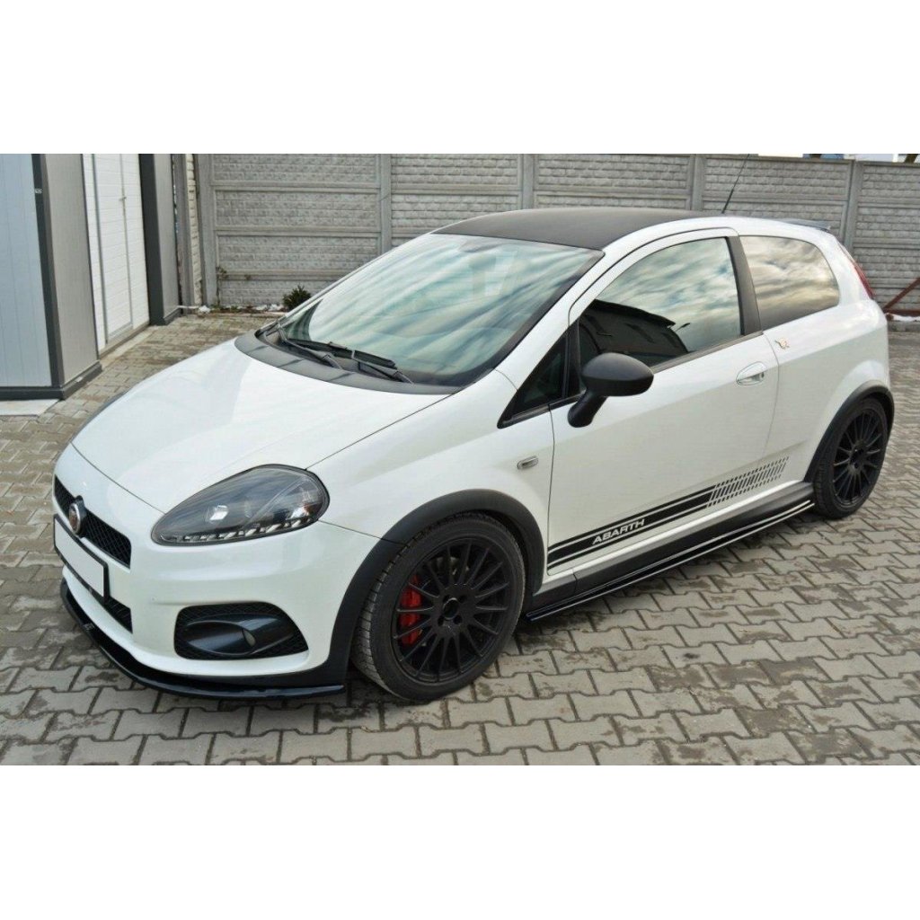 Maxton Design difuzory pod boční prahy pro Fiat Grande Punto Grande Punto Abarth, černý lesklý plast ABS