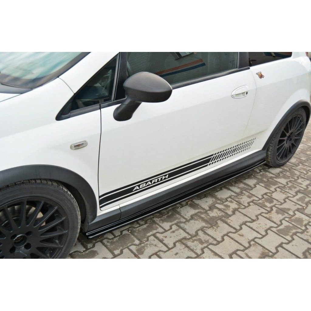 Maxton Design difuzory pod boční prahy pro Fiat Grande Punto Grande Punto Abarth, černý lesklý plast ABS