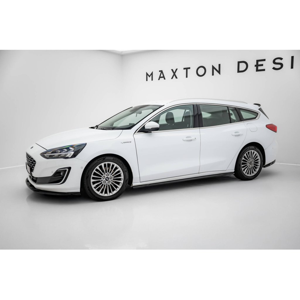 Maxton Design difuzory pod boční prahy pro Ford Focus Mk4, černý lesklý plast ABS, Vignale, Estate/Hatchback