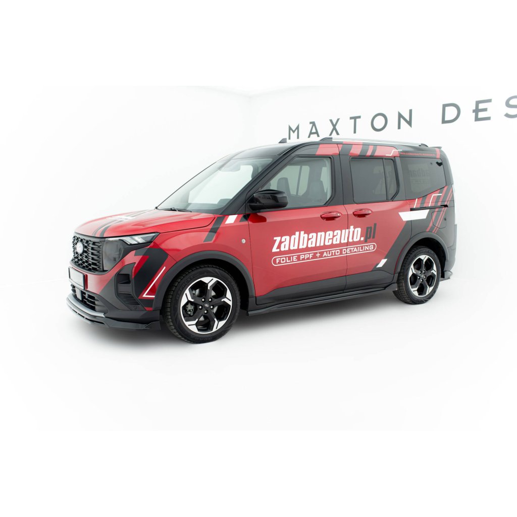 Maxton Design difuzory pod boční prahy pro Ford Tourneo Courier Mk2, černý lesklý plast ABS