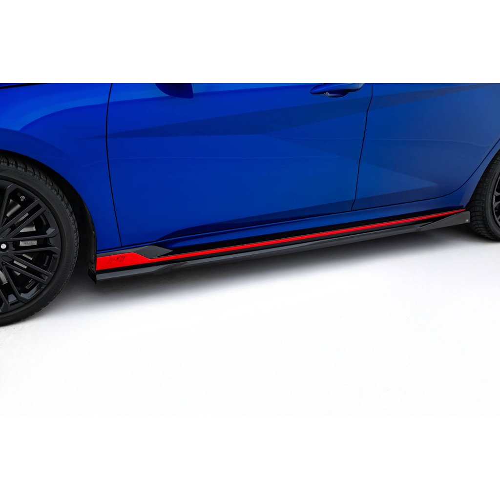 Maxton Design difuzory pod boční prahy pro Hyundai Elantra N Mk7, černý lesklý plast ABS