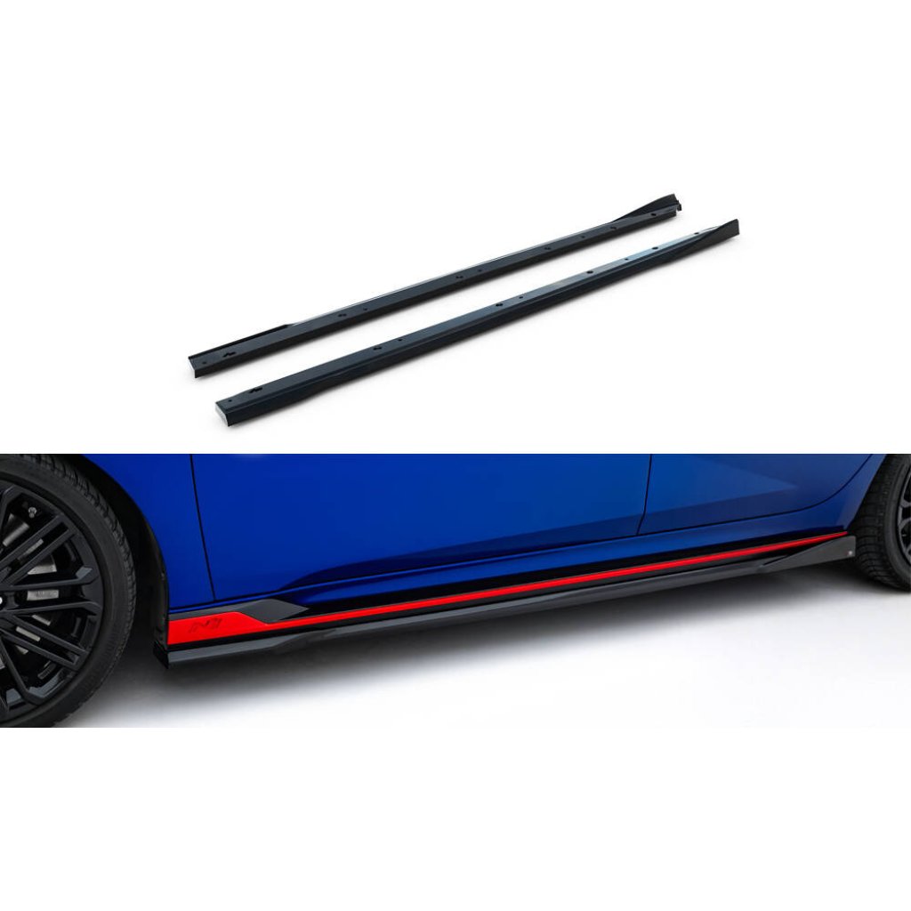 Maxton Design difuzory pod boční prahy pro Hyundai Elantra N Mk7, černý lesklý plast ABS