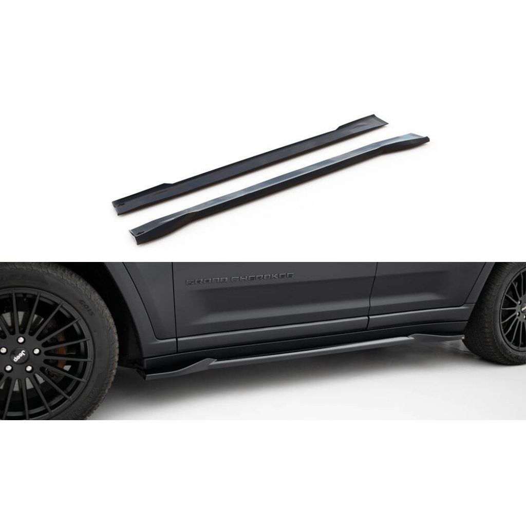 Maxton Design difuzory pod boční prahy pro Jeep Grand Cherokee WL, černý lesklý plast ABS, Trailhawk