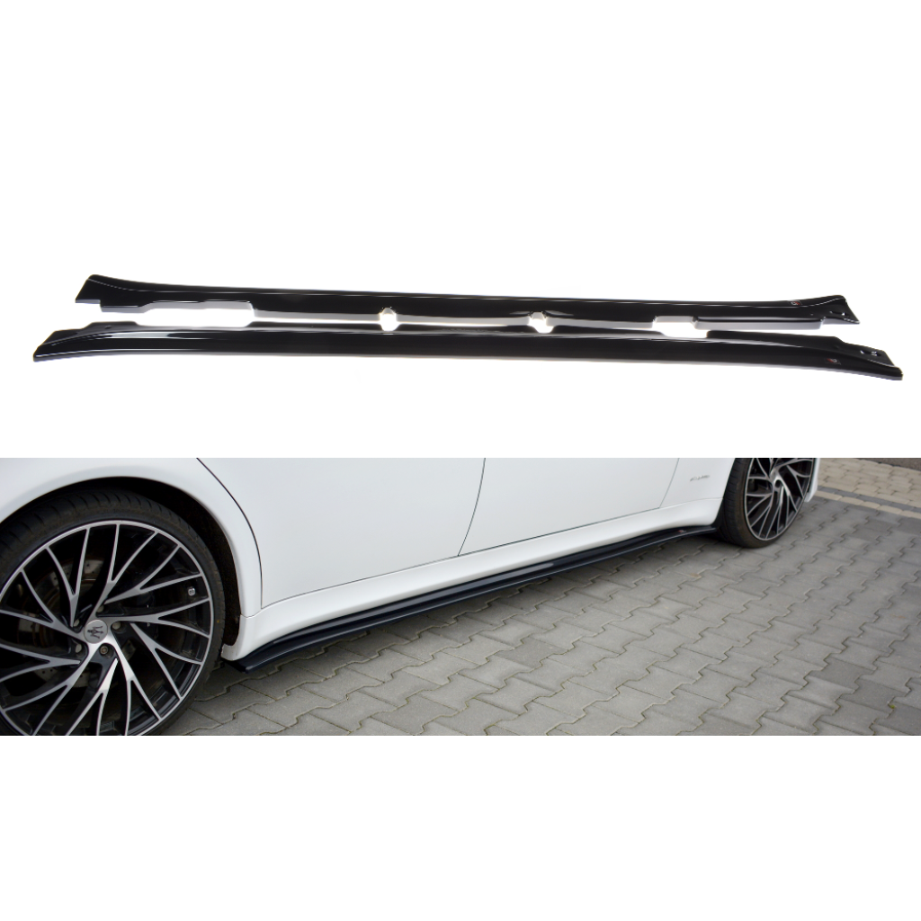 Maxton Design difuzory pod boční prahy pro Maserati Quattroporte Mk5, černý lesklý plast ABS