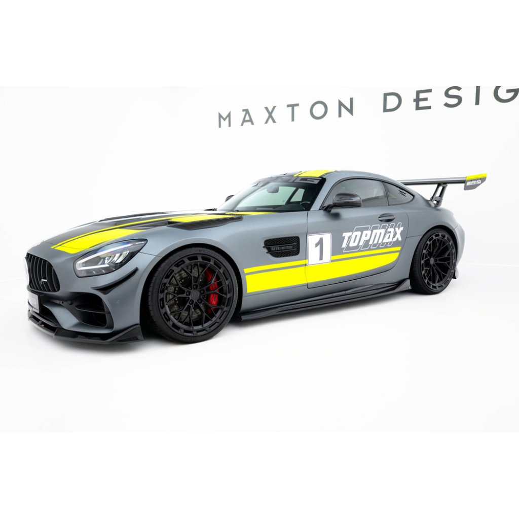 Maxton Design difuzory pod boční prahy pro Mercedes AMG GT C C190 Facelift, černý lesklý plast ABS