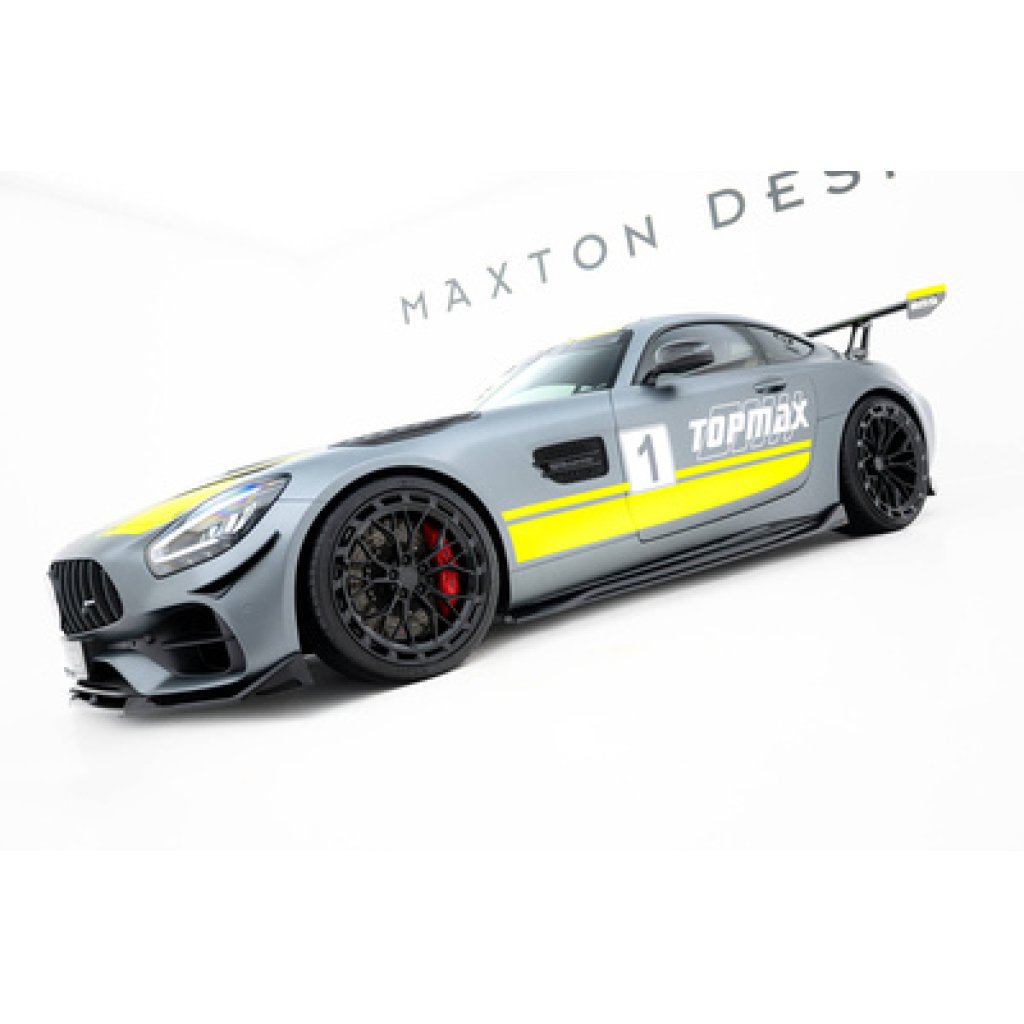 Maxton Design difuzory pod boční prahy pro Mercedes AMG GT C C190 Facelift, černý lesklý plast ABS