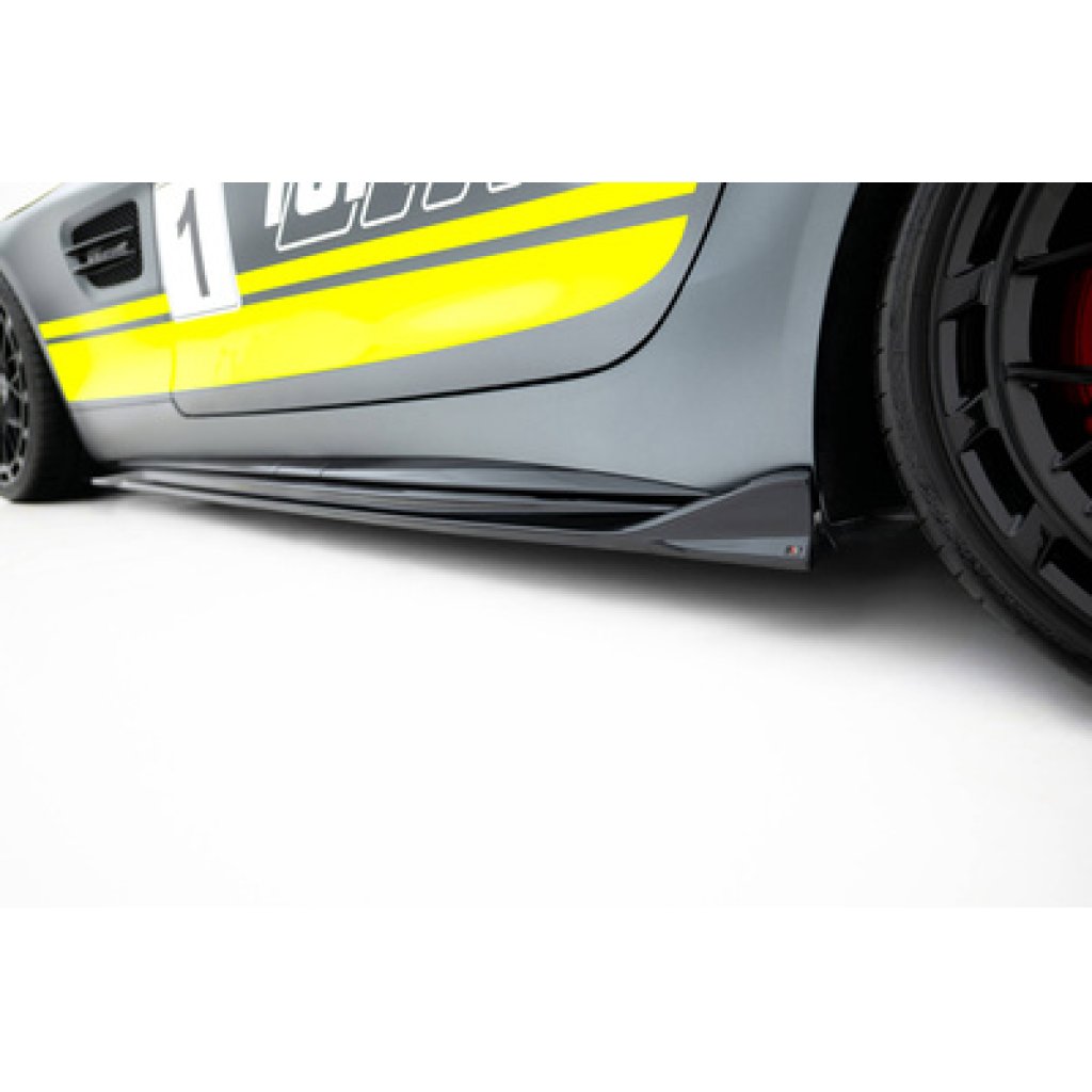 Maxton Design difuzory pod boční prahy pro Mercedes AMG GT C C190 Facelift, černý lesklý plast ABS