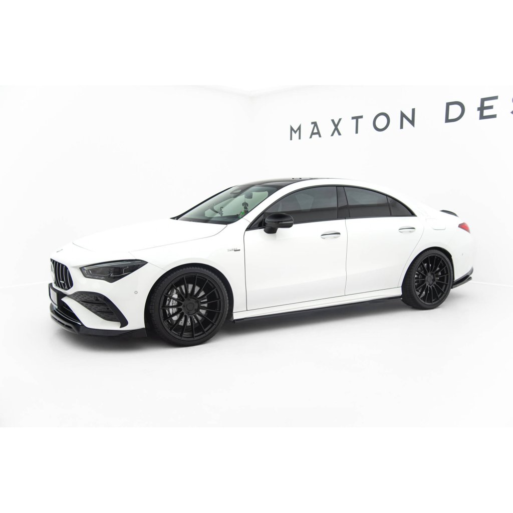Maxton Design difuzory pod boční prahy pro Mercedes CLA C118/AMG 35 Facelift, C118/AMG 45 Facelift, černý lesklý plast ABS, Coupe / Shooting Brake