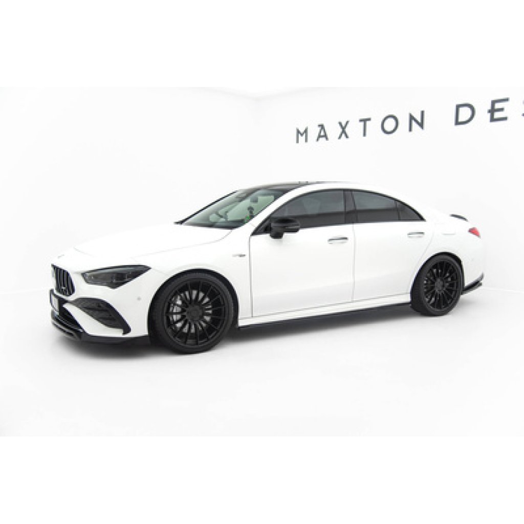 Maxton Design difuzory pod boční prahy pro Mercedes CLA C118/AMG 35 Facelift, C118/AMG 45 Facelift, černý lesklý plast ABS, Coupe / Shooting Brake