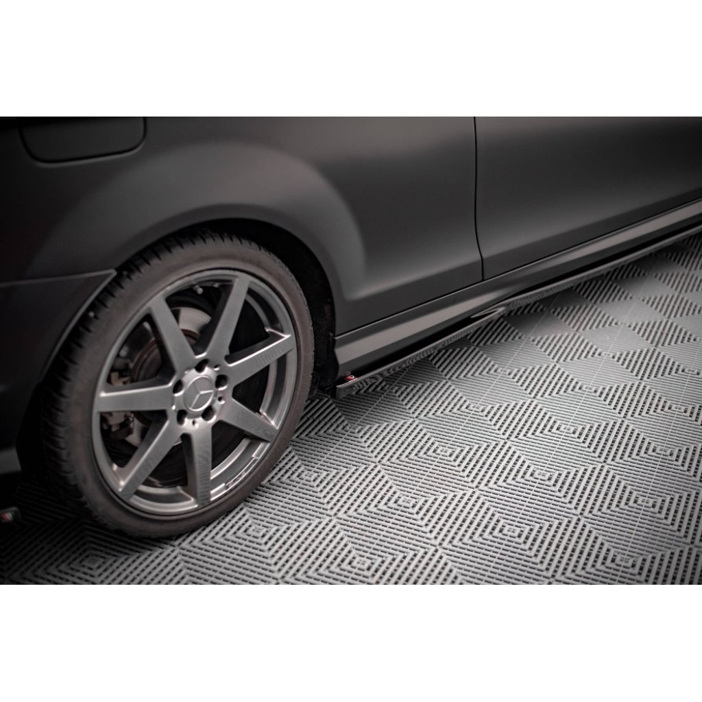 Maxton Design difuzory pod boční prahy pro Mercedes třída C W204/AMG-Line, černý lesklý plast ABS, Coupe