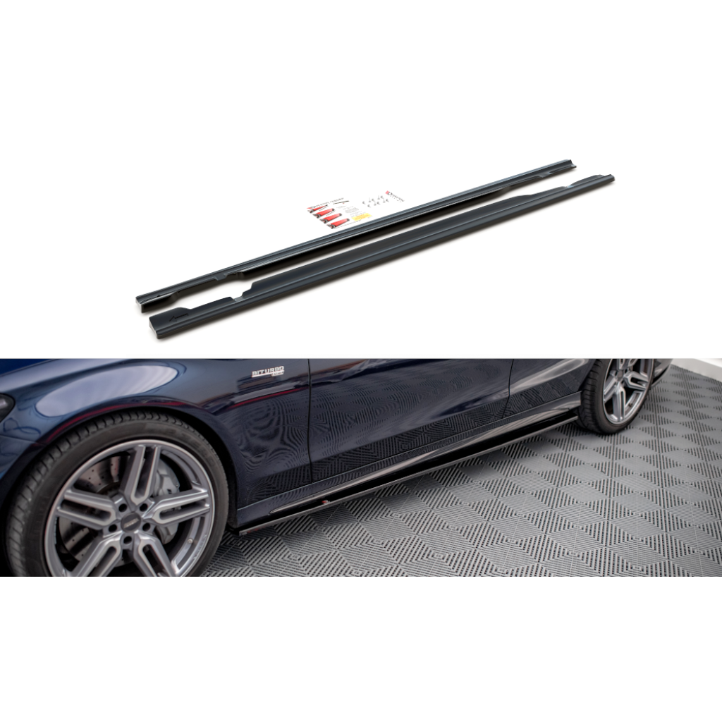 Maxton Design difuzory pod boční prahy pro Mercedes třída C W205/C43 AMG, černý lesklý plast ABS