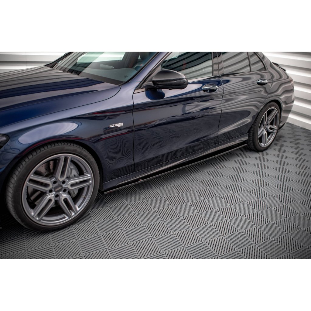 Maxton Design difuzory pod boční prahy pro Mercedes třída C W205/C43 AMG, černý lesklý plast ABS