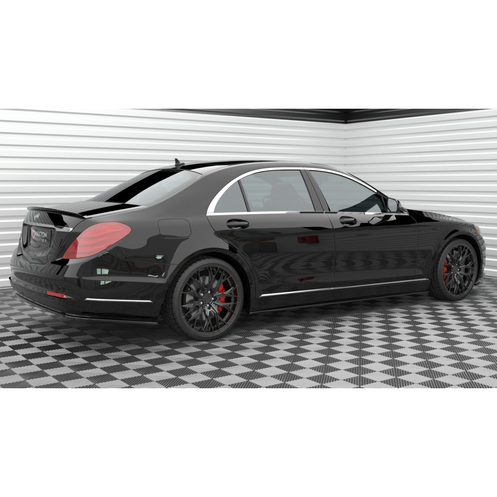 Maxton Design difuzory pod boční prahy pro Mercedes třída S W222 Standard, černý lesklý plast ABS, Long, Long Facelift