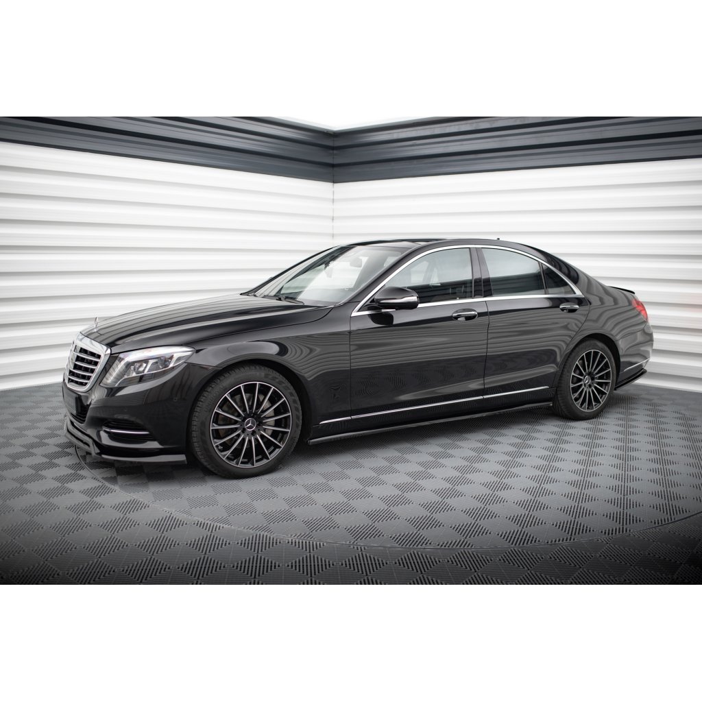 Maxton Design difuzory pod boční prahy pro Mercedes třída S W222 Standard, černý lesklý plast ABS, vč. Facelift