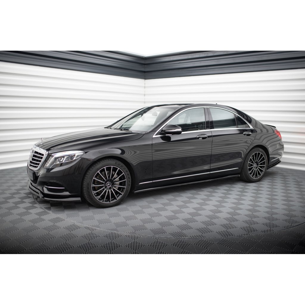 Maxton Design difuzory pod boční prahy pro Mercedes třída S W222 Standard, černý lesklý plast ABS, vč. Facelift