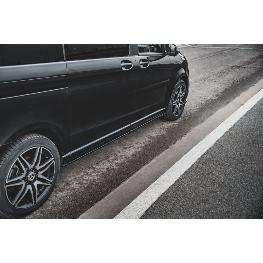 Maxton Design difuzory pod boční prahy pro Mercedes třída V W447F, černý lesklý plast ABS, AMG-Line