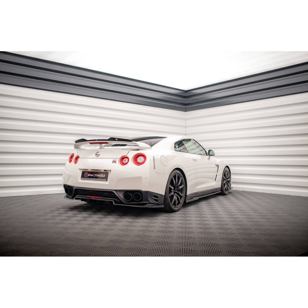 Maxton Design difuzory pod boční prahy pro Nissan GT-R R35 Facelift, černý lesklý plast ABS, r.v. 2011-2016
