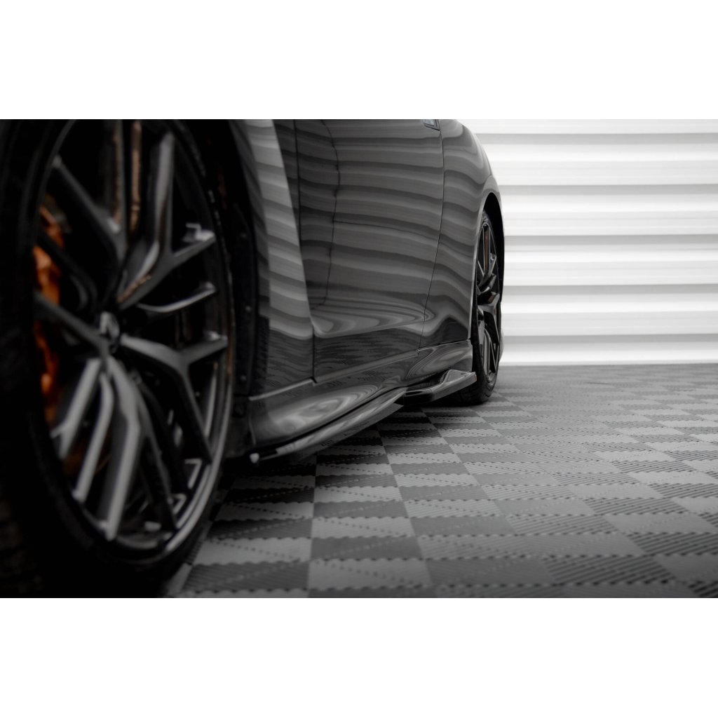 Maxton Design difuzory pod boční prahy pro Nissan GT-R R35 Facelift, černý lesklý plast ABS, r.v. 2016-2022