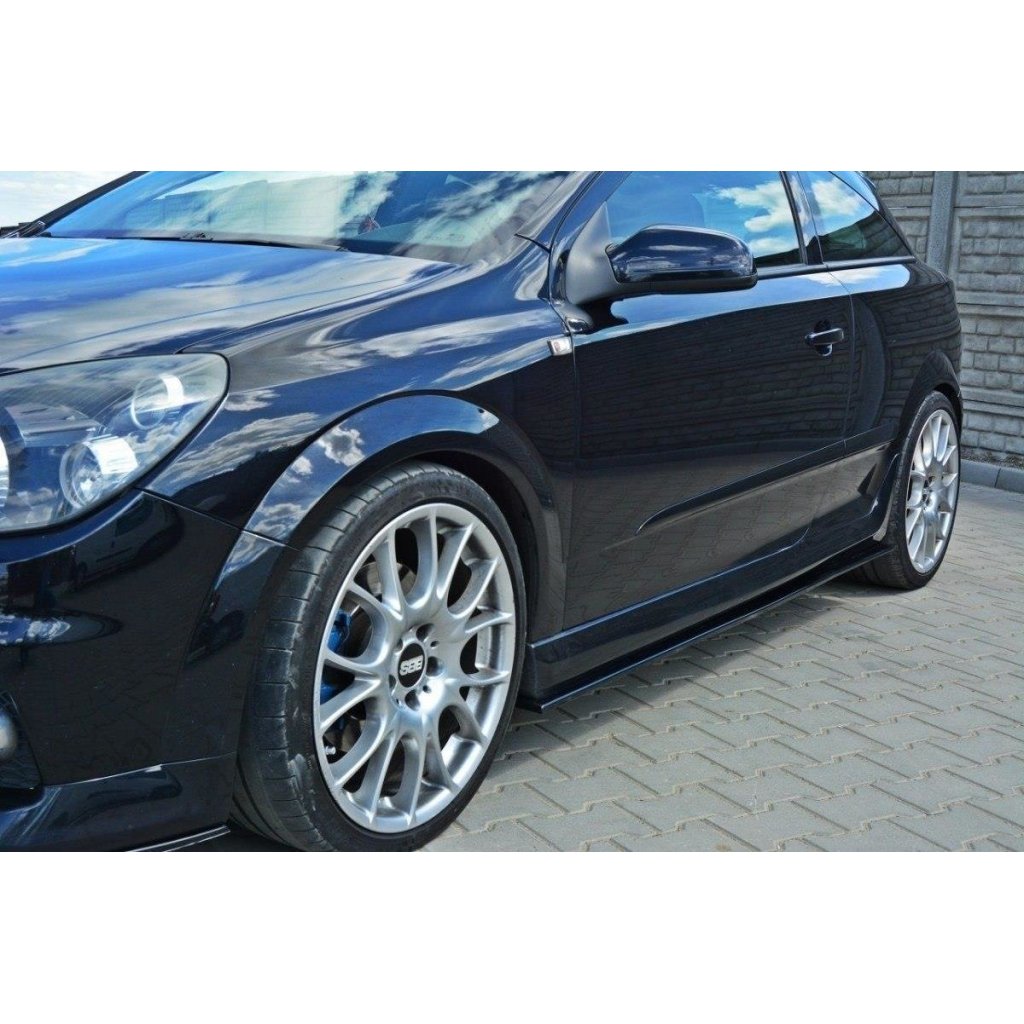 Maxton Design difuzory pod boční prahy pro Opel Astra OPC H (Mk3), černý lesklý plast ABS