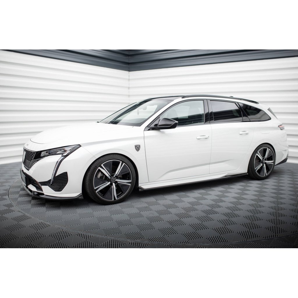 Maxton Design difuzory pod boční prahy pro Peugeot 308 GT Mk3, černý lesklý plast ABS, SW