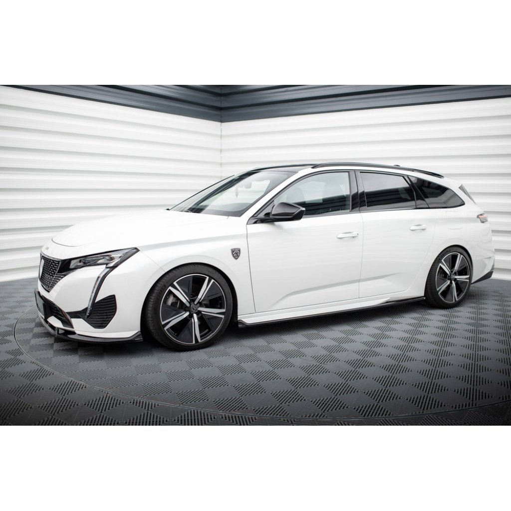 Maxton Design difuzory pod boční prahy pro Peugeot 308 GT Mk3, černý lesklý plast ABS, SW