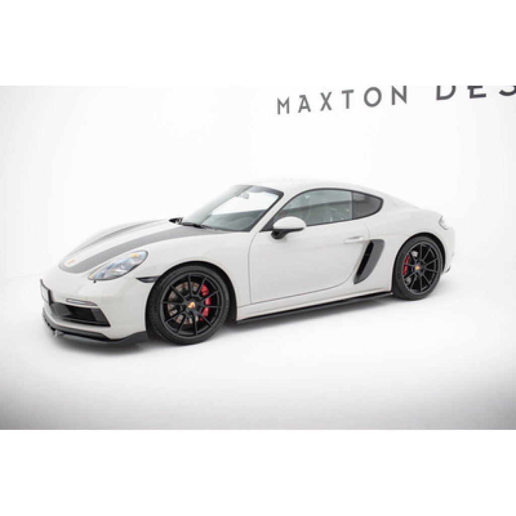 Maxton Design difuzory pod boční prahy pro Porsche Cayman 982c, černý lesklý plast ABS, 718 GTS