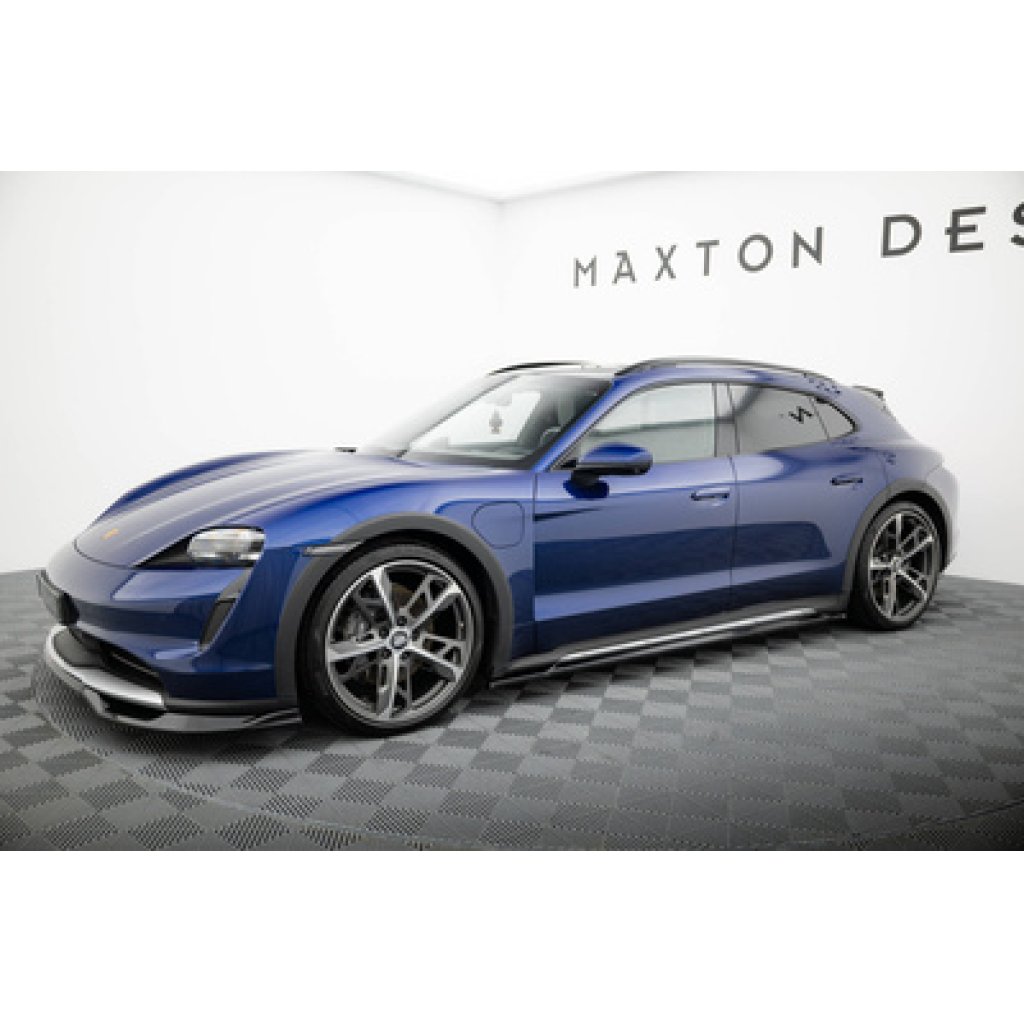Maxton Design difuzory pod boční prahy pro Porsche Taycan 4S, černý lesklý plast ABS, Cross Turismo